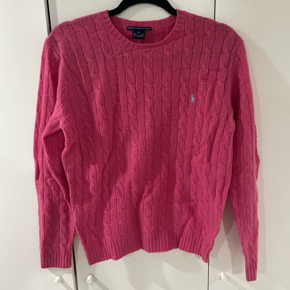 Ralph Lauren Fuchsia Wool Cable Knit Sweater